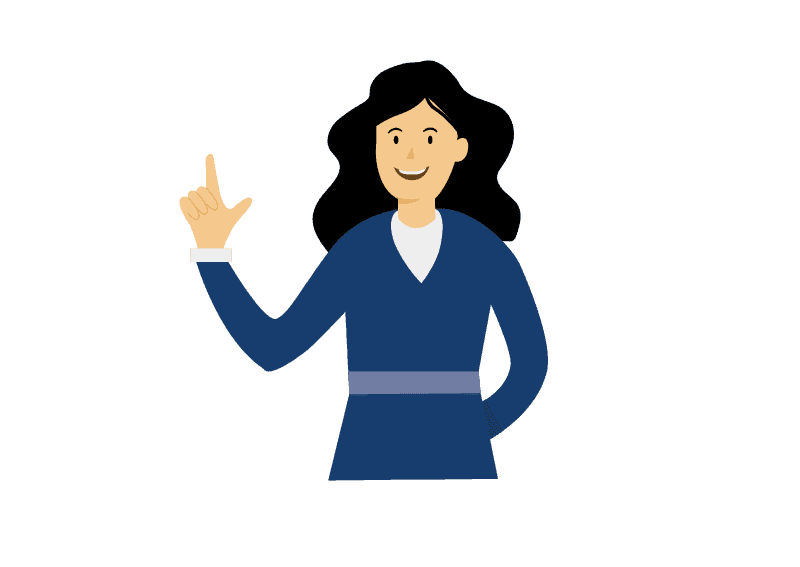 Frau mit gehobenem Finger, Fragen zu Wahlunterlagen zur Zustellung