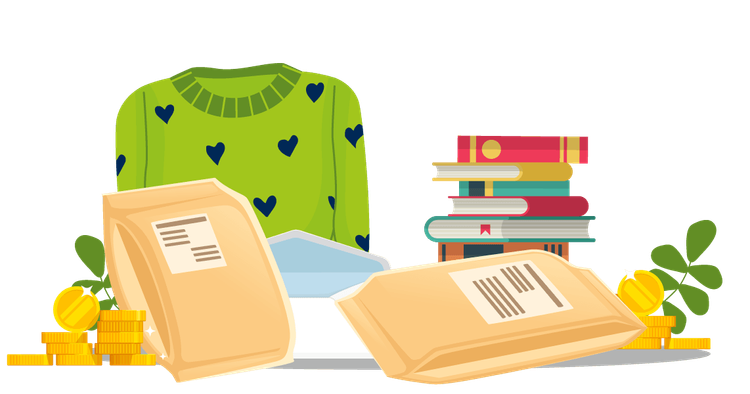 Bücher, Pullover, Münzen für günstige Warensendungen