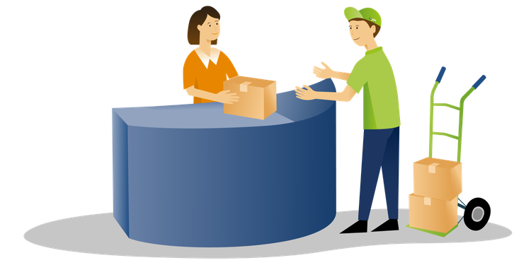 Paketübergabe am Tresen für Paketversand