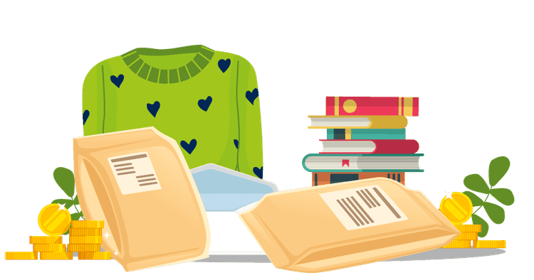 Bücher, Pullover, Münzen für günstige Warensendungen